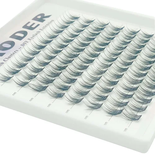 Vista 5 de DAODER Extensiones de pestañas cortas en racimo de aspecto natural, 96 unidades de 0.35-0.47 pulgadas, extensiones de pestañas rizadas C