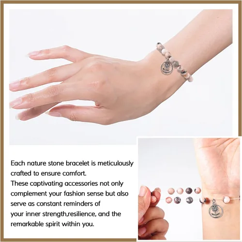 Vista 2 de GVUSMIL Pulseras inspiradoras de cumpleaños para profesoras, regalos para mujeres, pulseras de piedra curativa de la naturaleza, regalos