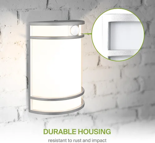 Vista 5 de ASD Lámpara LED de montaje en pared para exteriores e interiores de 10 pulgadas con sensor de movimiento, iluminación de pared de níquel cepillado