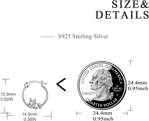 Vista 4 de VONALA Bonitos aretes de aro de plata de ley 925, regalos de cumpleaños para mujer