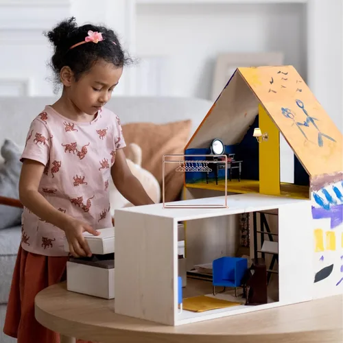 Vista 5 de Toddmomy Perchero en miniatura para muñecas con 10 mini perchas de 5.90 x 4.72 x 2.16 pulgadas, almacenamiento para accesorios de casa de muñecas