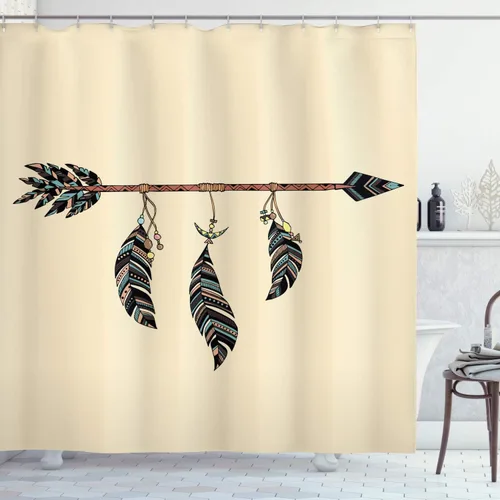 Vista 18 de Ambesonne Decor Collection, juego de cortina con ganchos para regadera