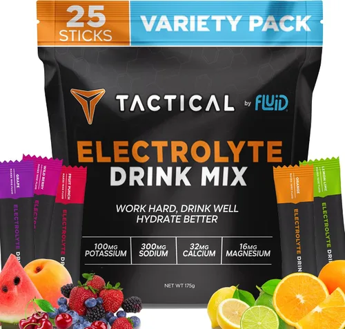 Vista 10 de Fluid Tactical - Polvo de electrolitos de 25 unidades Ponche de frutas Mezcla de bebida lista para viajar Rehidratación extrema