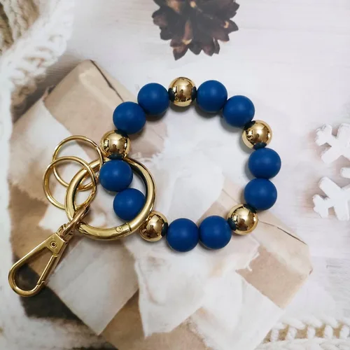 Vista 9 de Llavero de silicona con cuentas para mujer, pulsera elástica para llavero