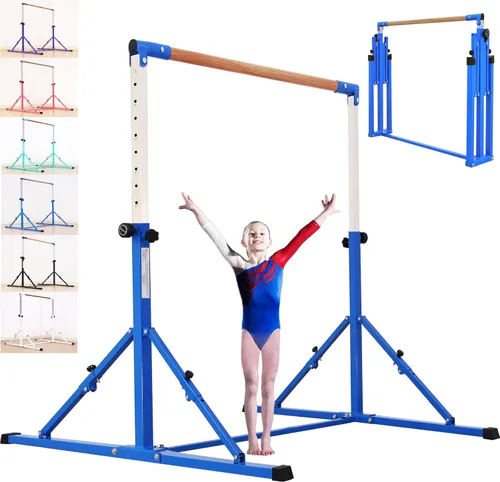 Vista 8 de MARFULA Adjustable 5 Ft Folding Gymnastics Kip Bar for Kids Ages 3-18 Negro