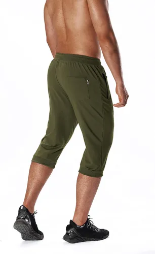 Vista 2 de LEPOAR Pantalones deportivos 34 para hombre, cómodos, entrenamiento, correr, longitud hasta la rodilla, cordón en la cintura, bolsillos