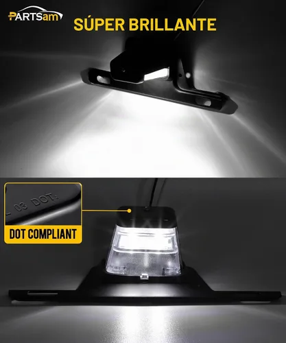 Vista 3 de Partsam Luz LED para matrícula, impermeable, 12 V CC, luz de etiqueta de licencia con soporte, orificio de drenaje, montaje de soporte de acero