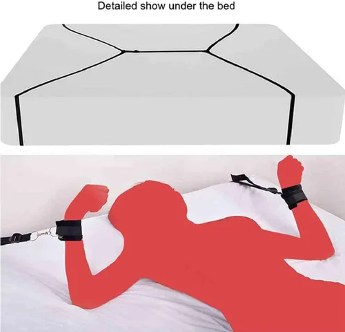 Vista 3 de Juego de correas de cama de sujeción para sexo king, cuerdas ajustables y cuerdas de sujeción para tobillos y muñecas, bandas de resistencia sexual
