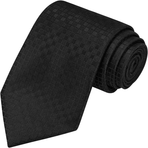 Vista 95 de KissTies Mens Checkered Tie Set Solid Color Festive Necktie + Pocket Square