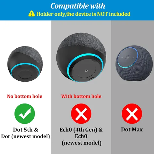 Vista 2 de PlusAcc Soporte de pared para Echo Dot 5ª generación, soporte de pared para Echo Dot 5ª generación, accesorios Alexa Dot 5 que ahorran espacio