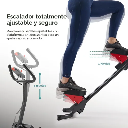 Vista 5 de Sunny Health & Fitness Foldable Stair Climber with Extended Step Range 1. Rojo