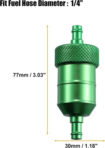 Vista 5 de X AUTOHAUX 0.315 in 5/16" manguera de diámetro aleación de aluminio motocicleta gasolina aceite combustible filtro limpiador verde