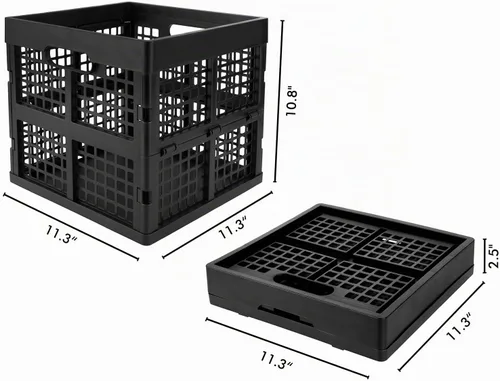 Vista 4 de Eslite Paquete de 3 Cajas de Almacenamiento de Plástico Plegables, Cajas Plegables para Almacenamiento, 16L (Negro)