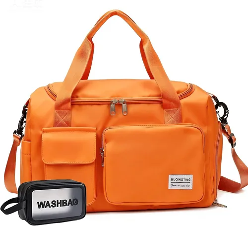 Vista 49 de Bolsa de Gimnasio Pequeña para Mujer, Bolsa de Lona de Viaje, Bolsa de Fin de Semana con Compartimento para Zapatos