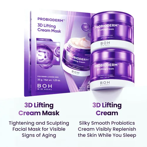Vista 4 de BIOHEAL BOH PROBIODERM™ 3D Crema Lifting Set Doble + Crema Máscaras Crema Facial Antienvejecimiento Coreana para Arrugas y Reafirmación de la Piel