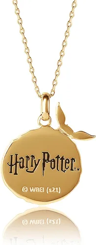 Vista 4 de HARRY POTTER Wizarding World - Collar con colgante de inicial de Snitch dorada, chapado en flash, 18 pulgadas, letra a elegir