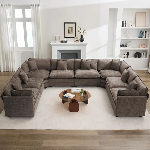 Vista 65 de Sofá modular en forma de nube de 113 pulgadas, sofás de asiento profundo de gran tamaño para sala de estar, sofá modular tapizado de chenilla