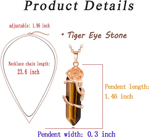 Vista 5 de MAIBAOTA Collar de cristal para mujer, collar con colgante de piedra natural, collar de joyería de piedras preciosas de cristal natural, regalo