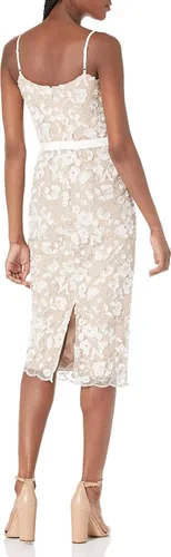 Vista 2 de Dress the Population Vestido midi bordado sin mangas con cuello en V Emma para mujer