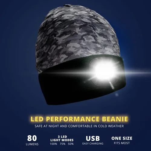 Vista 29 de Gone For a Run Gorros y diademas reversibles con forro polar LED para correr 3 modos de luz