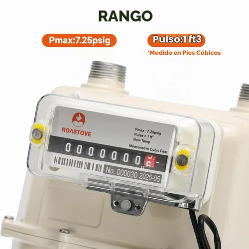 Vista 5 de Submetro de gas NPT de 3/4 pulgadas con salida de pulso, lectura de pies cúbicos, 1 pulso por pie cúbico, para monitoreo del uso de gas natural