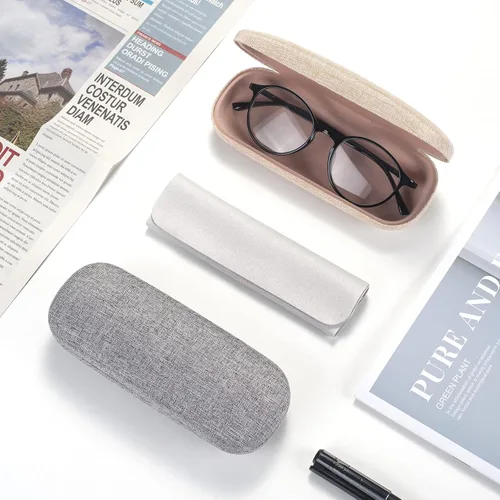 Vista 7 de Marvolia Funda rígida para lentes, funda protectora de tela de lino para lentes de sol para hombres y mujeres