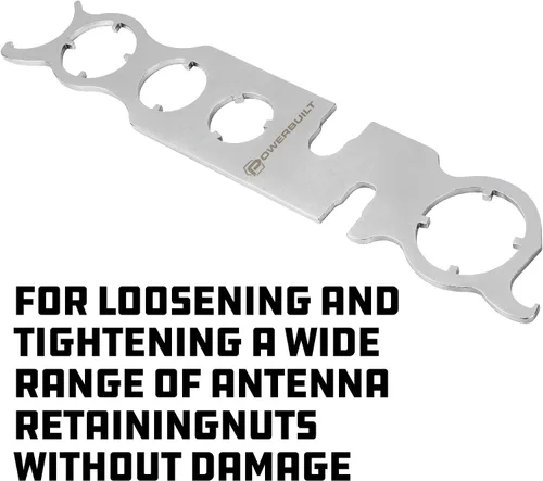 Vista 3 de Powerbuilt Llave de antena 2 en 1 – Tuerca bisel de antena de varios tamaños y herramienta de extracción de mástil para automóviles, se adapta a