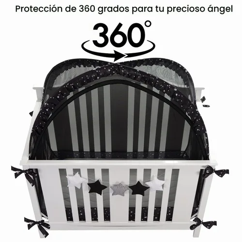 Vista 3 de Tienda de cuna de seguridad para mantener al bebé en Pop Up Mosquitero Netting Canopy Mesh Cover para niños pequeños - Negro