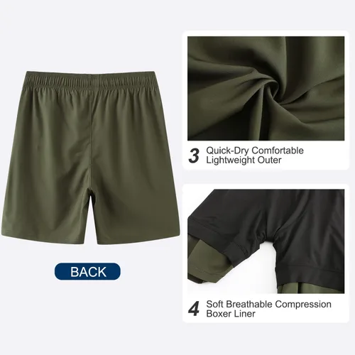 Vista 5 de HODOSPORTS Traje de baño para hombre de 7 pulgadas con forro de compresión S-6XL, pantalones cortos de natación de secado rápido, bolsillos