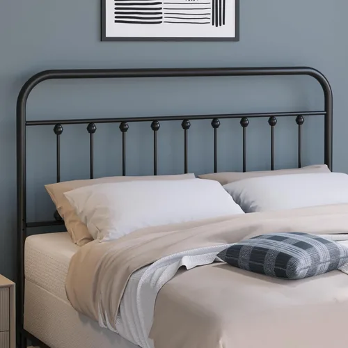 Vista 10 de Vintage Twin Size Metal Bed Frame Height Adjustable Headboard Only, Wrought Iron Black Farmhouse Bed Frame Headboard, Easy Assembly, Short