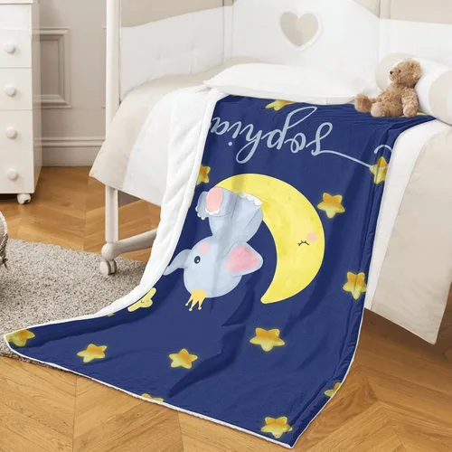 Vista 5 de Manta de bebé personalizada con nombre, manta personalizada de elefante para niña, regalos personalizados para baby girls, Navidad, Pascua
