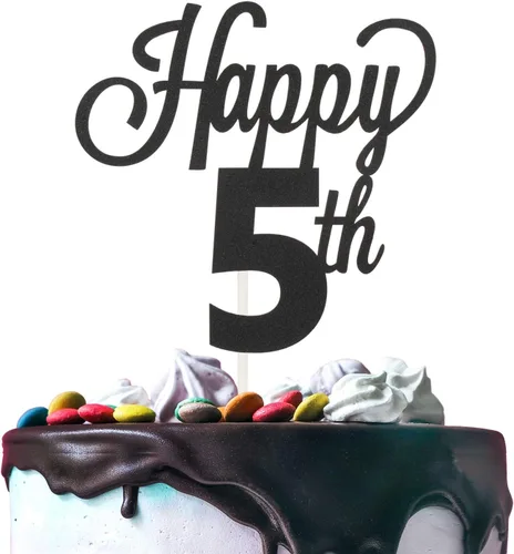 Vista 97 de LINGTEER - Decoración para pastel con texto "Happy Birthday 100", color negro