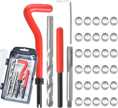 Vista 8 de Kit de reparación de roscas JoyTube SAE, juego de insertos de reparación de roscas de 1/4-20 pulgadas de acero inoxidable compatible con herramienta