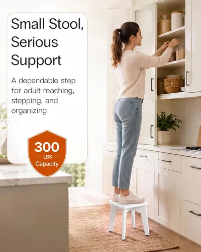 Vista 11 de StrongTek Taburete de Paso de Bambú Resistente con Pies Antideslizantes, Montaje Fácil, Capacidad de 350 LBS, Ideal para Niños y Adultos, Perfecto