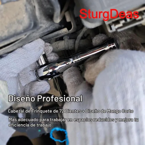 Vista 6 de StrugDeas Llave de trinquete de 72 dientes rechoncha de 3/8 pulgadas