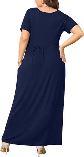 Vista 3 de Bishuige - Vestido largo de verano con bolsillos para mujer, tallas extragrandes de XL a 6X
