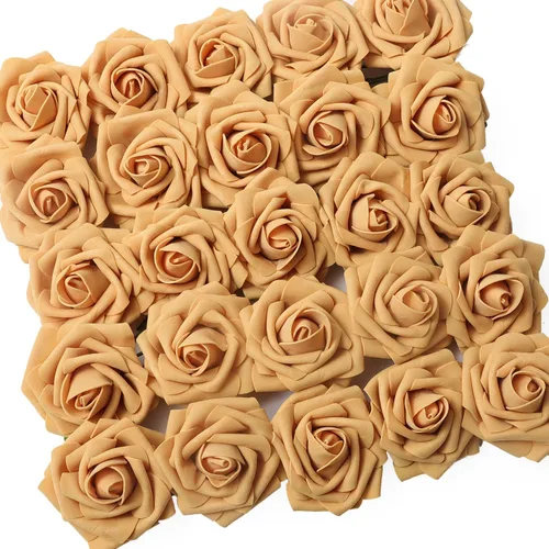 Vista 10 de 25 piezas Flores Artificiales, Rosas de Espuma Artificiales de Tacto Real Decoración Bricolaje para Boda Dama de Honor Ramo Nupcial Centros de Mesa
