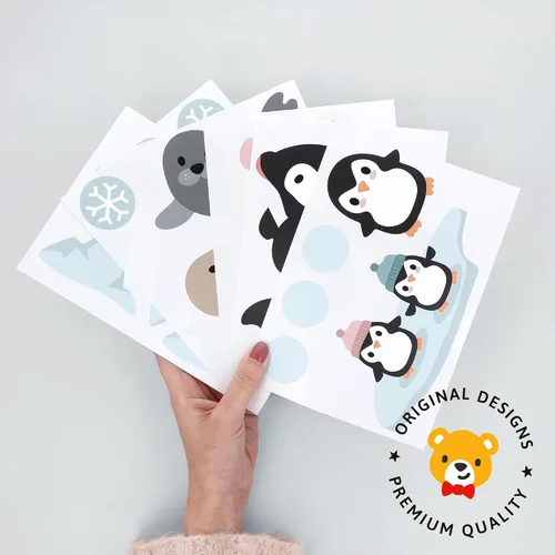 Vista 7 de Teddylabels - Calcomanías de Animales Árticos - Pegatinas de Pared Fáciles de Aplicar y Removibles: Transforma el Dormitorio de tus Niños Pequeños