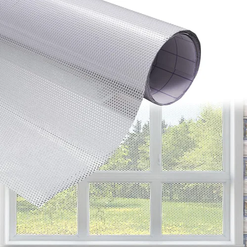 Vista 13 de XhuangTech Película de vinilo perforada para ventana de color negro para evitar golpes de pájaros, película de vinilo negro perforado para ventana