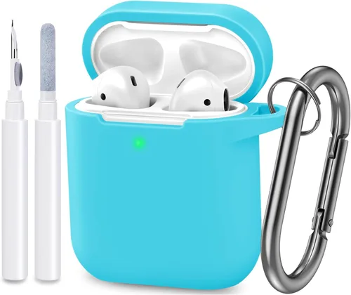 Vista 15 de Funda compatible con AirPods, cubierta protectora de silicona completa a prueba de polvo diseñada para Apple AirPods de 1.ª y 2.ª