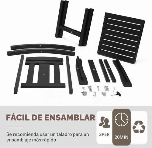 Vista 8 de LUE BONA Mecedora para exteriores, sillas mecedoras de plástico de polietileno resistentes a la intemperie, 350 lb de servicio pesado, de gran Negro