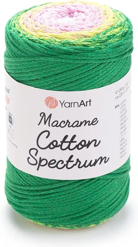 Vista 16 de YarnArt Macramé de Algodón Spectrum – Cuerda Multicolor 80% Algodón – 8.8 oz (250g), 246 yardas (225m) – Cuerda Colorida para Nudos, Tejido 512.2 in