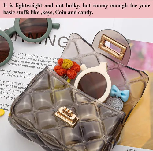 Vista 3 de AUGUST 18 Mini monedero de gelatina para niñas pequeñas, color caramelo, bolsa cruzada pequeña, bonita bolsa cruzada de princesa con asa de cuentas