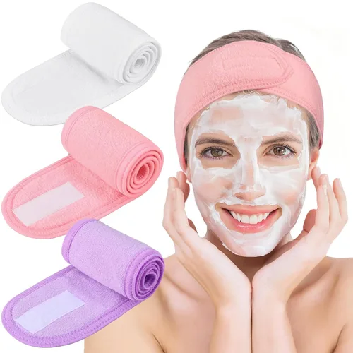 Vista 12 de Whaline Diademas faciales de spa, 3 piezas, diadema de tela de toalla suave y ajustable para lavado de cara, ducha, cubierta facial, yoga