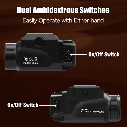 Vista 4 de CRONHAWK Linterna táctica compacta de 600 lúmenes con riel ajustable con estroboscópico para pistolas se adapta a Picatinny MIL-STD-1913