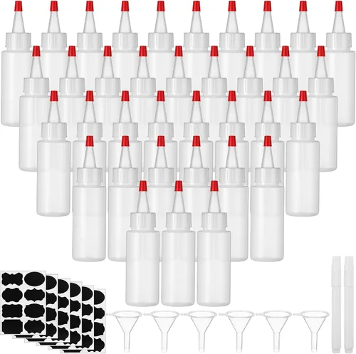 Vista 8 de Lounsweer 6 botellas pequeñas de plástico de 4 onzas con tapas, clásico