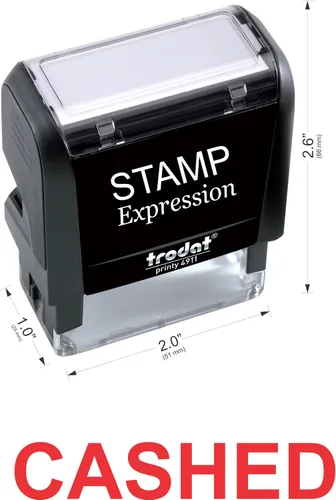 Vista 2 de StampExpression - Sello de goma autoentintado para oficina CASHED - Tinta roja (A-5244)