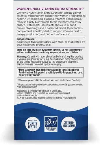 Vista 6 de Nordic Naturals Multivitamínico extra fuerte para mujer, apoyo para la piel, el cabello, la energía y los huesos, suplemento de inmunidad, 20