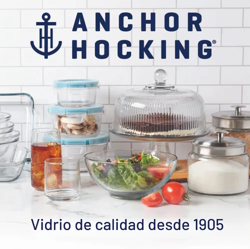 Vista 2 de Anchor Hocking - Juego de 4 recipientes de almacenamiento de vidrio de 2 tazas con tapas, recipientes de almacenamiento de alimentos de vidrio