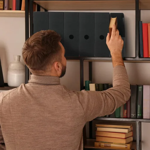 Vista 6 de Geyee Paquete de 12 soportes de plástico para archivadores de revistas, organizador de escritorio para revistas, cajas de archivos resistentes